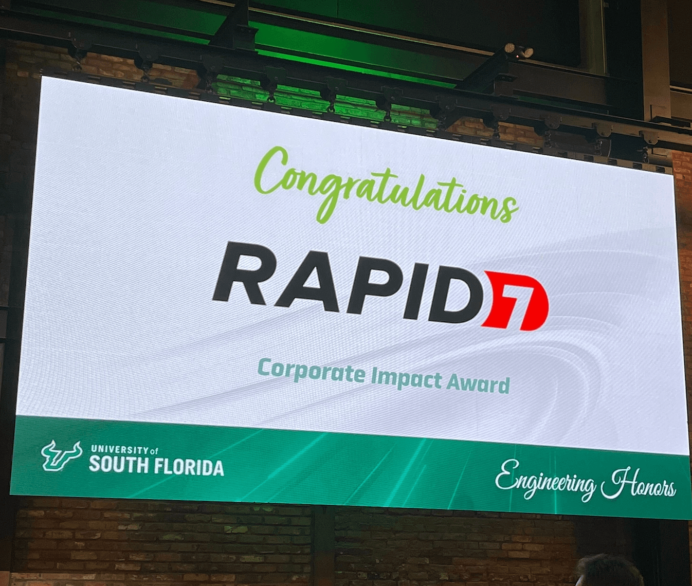 USF College of Engineering Presents Rapid7 With 2024 Corporate Impact Award