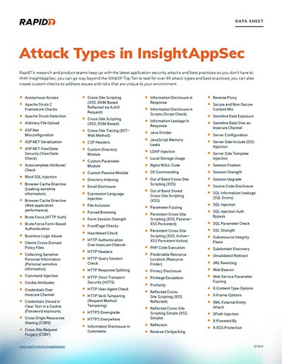 InsightAppSec and AppSpider Attack Types