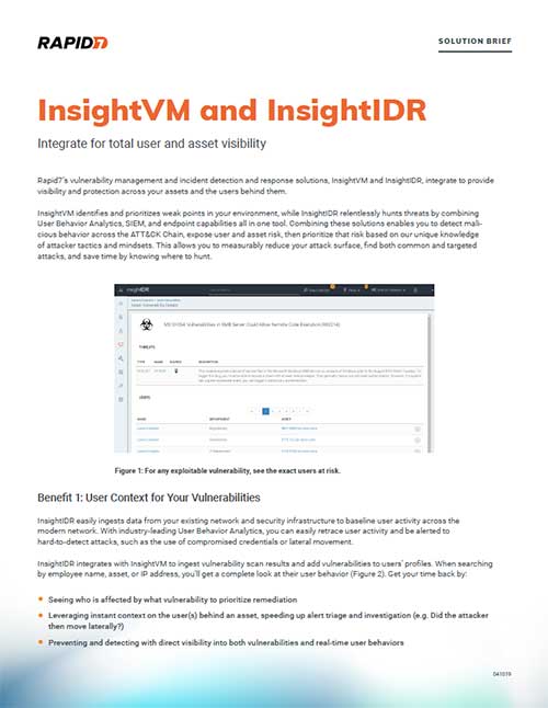 InsightVM, InsightIDR Solution Brief